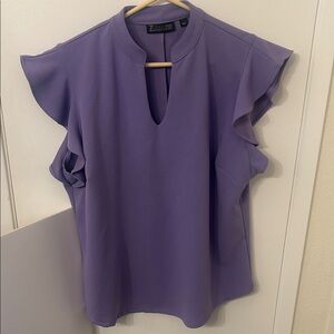 New york &Co Purple Flutter Sleeve Blouse